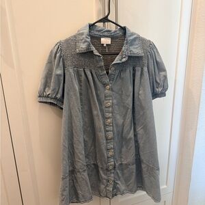 Blue Denim Button-Up Dress